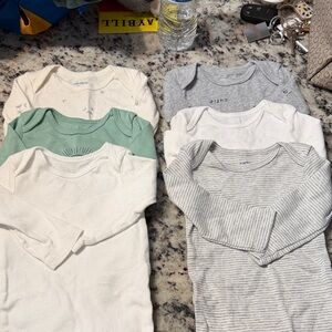 Carter's Long Sleeve Tees - White, Gray, Mint
